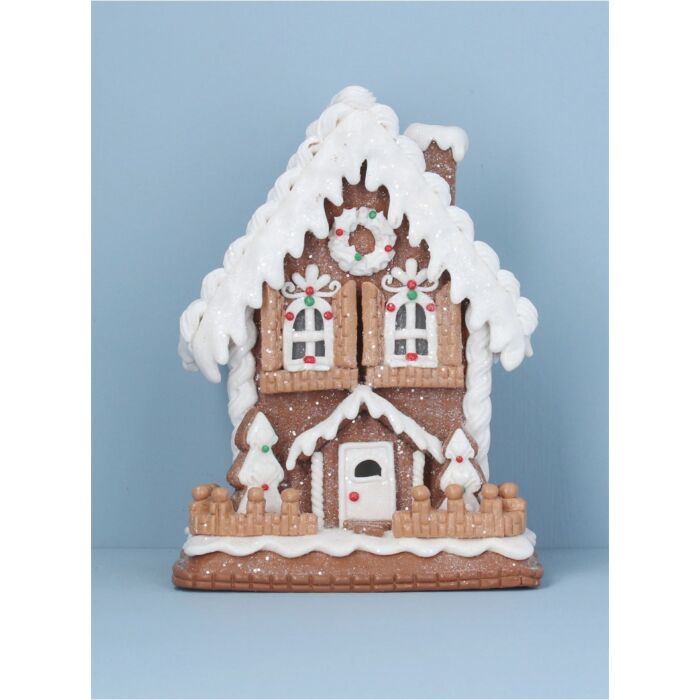 Gisela Graham - 19cm Light up Resin Iced Gingerbread House 